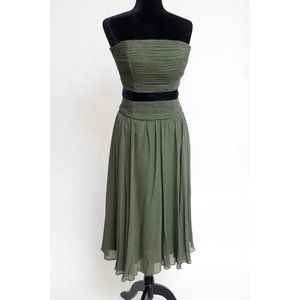 Max and Cleo Stapless Green Silk Midi Gown with Boning - size 0*